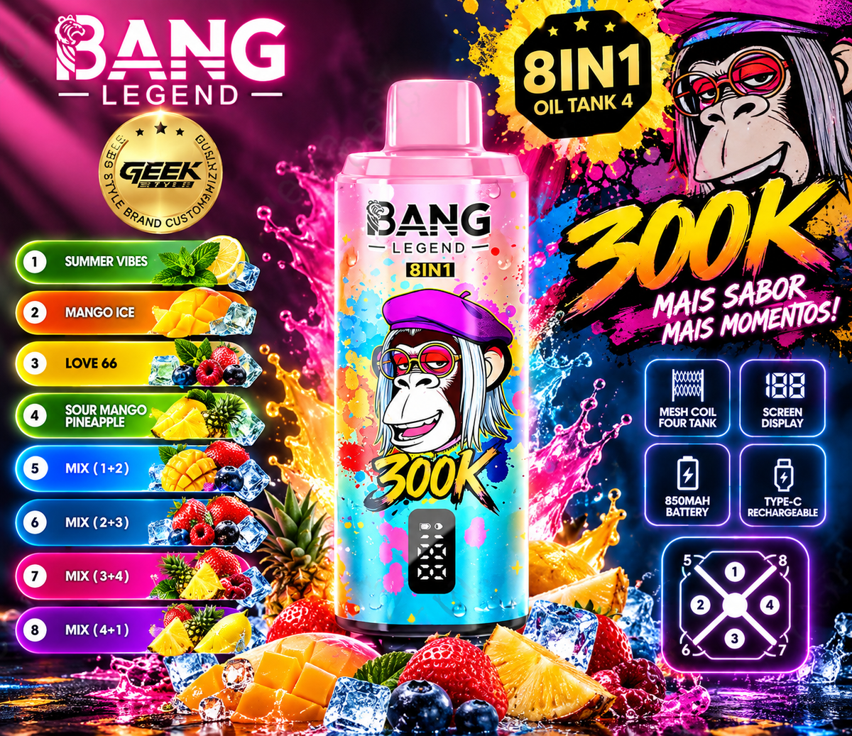 Vaporizador Bang legend 300k 8 in 1